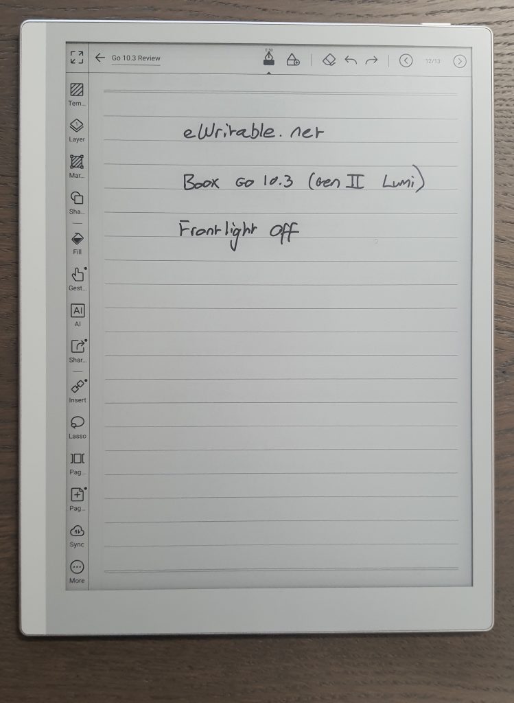 Boox Go 10.3 Gen II Lumi Frontlight (off)